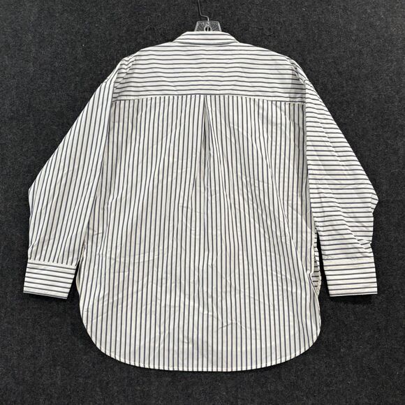 Anthropologie Twofer Shirt Dress Women's Medium White White Blue Striped Pocket - Picture 3 of 7